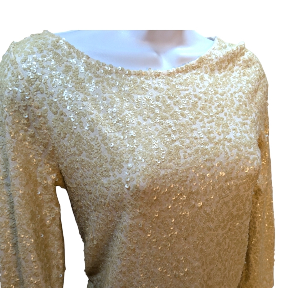 J.Crew Ivory Sequin Stretch Tee Shirt /Top Size XSmall Exc Condition - Picture 3 of 7